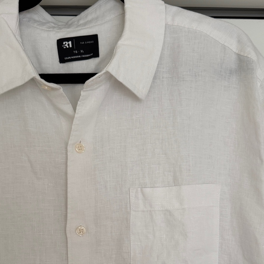NWOT SIMONS Men's European Flax Linen Short Sleeve Shirt - Picture 3 of 5